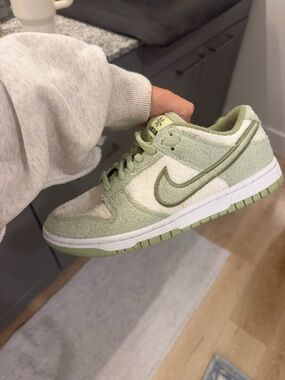 Nike Dunk Low SE Light Green and Cream Suede Sneaker